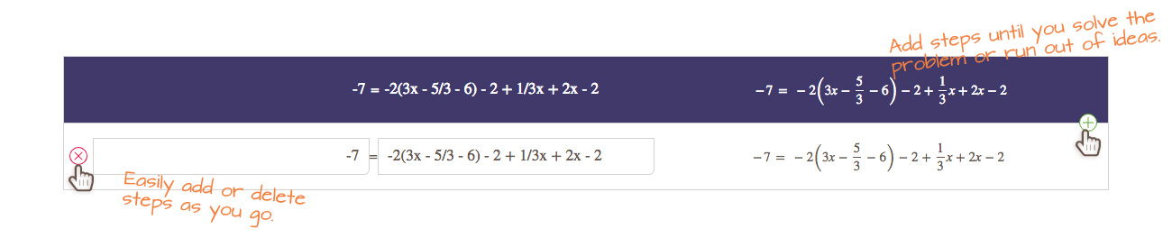 Graph showing points and how to add steps to solve a problem